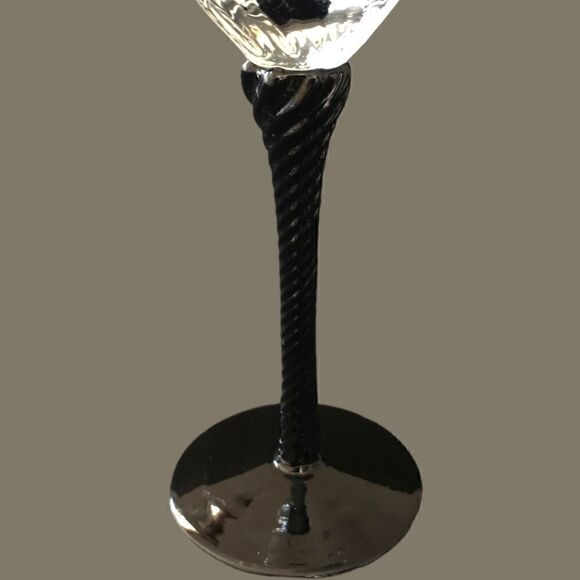 Cristal D Arques Angelique Champagne Flute Wine Glass Black Amethyst Twist Stem. - Picture 8 of 16